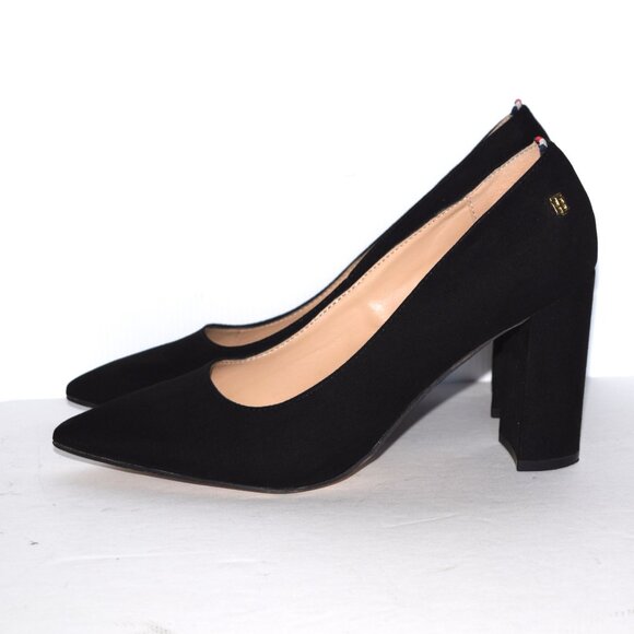 TOMMY HILFIGER Abilene Black Faux Suede Pointed Toe Heels Pumps Size 8.5 - Picture 3 of 11